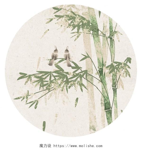 竹林古风水墨竹子中国庭院风景植物